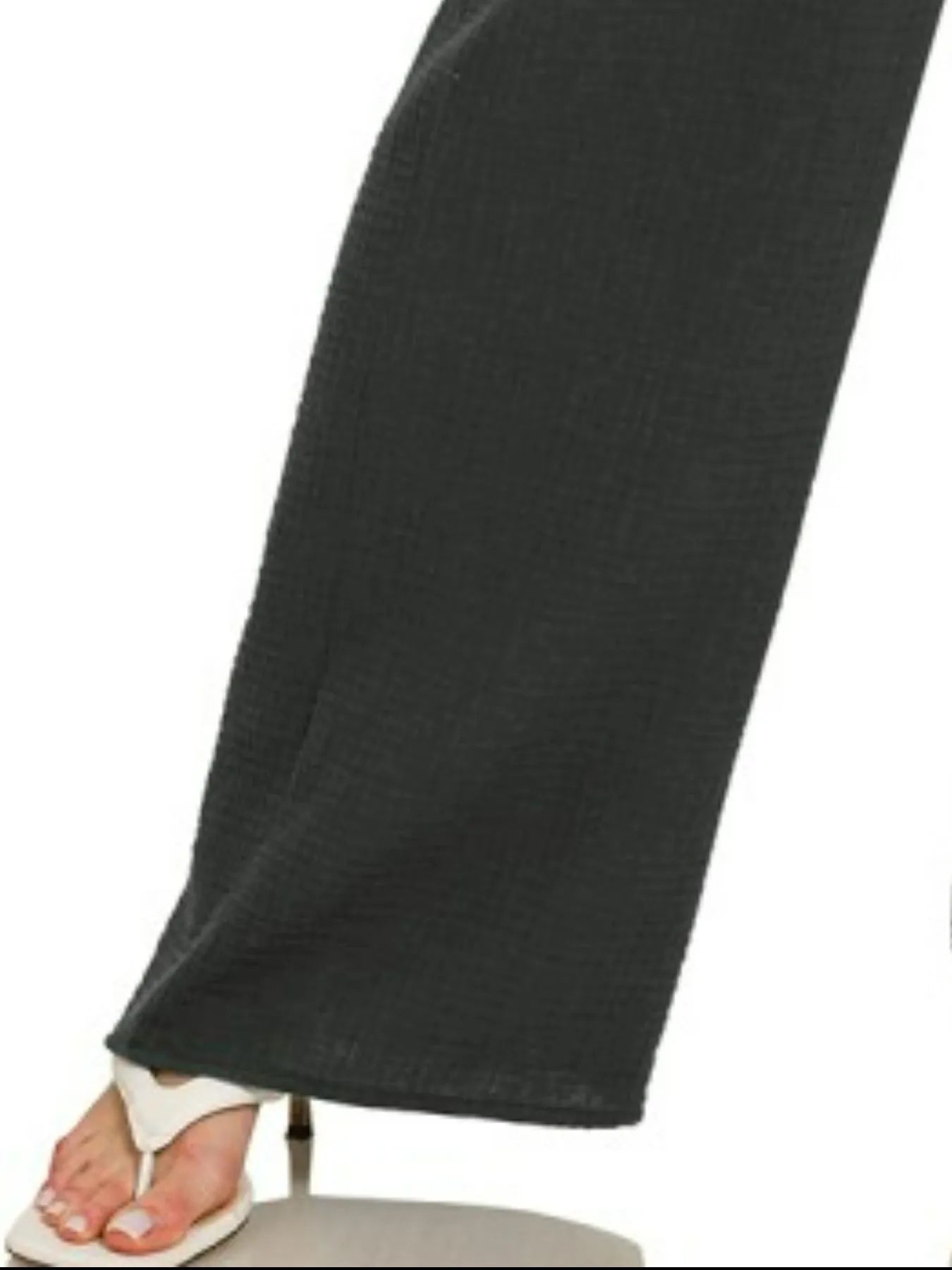 Zenana Double Gauze Elastic Band Pants in BLACK (Size L)