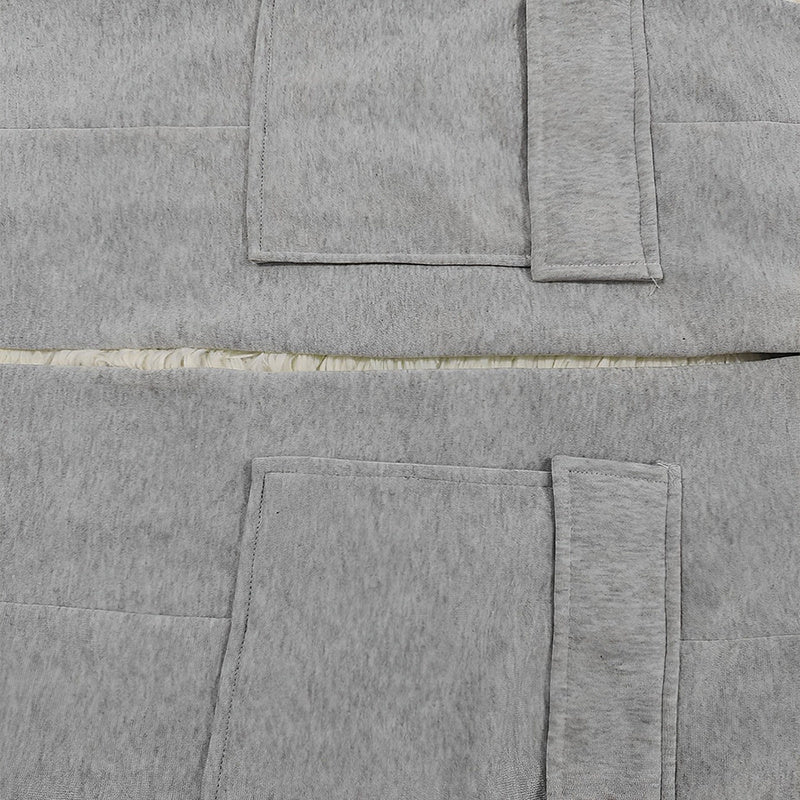 Close-up of Ciao Cult Women’s Straight-Leg Pants in grey, showing dual leg cargo-style pockets.