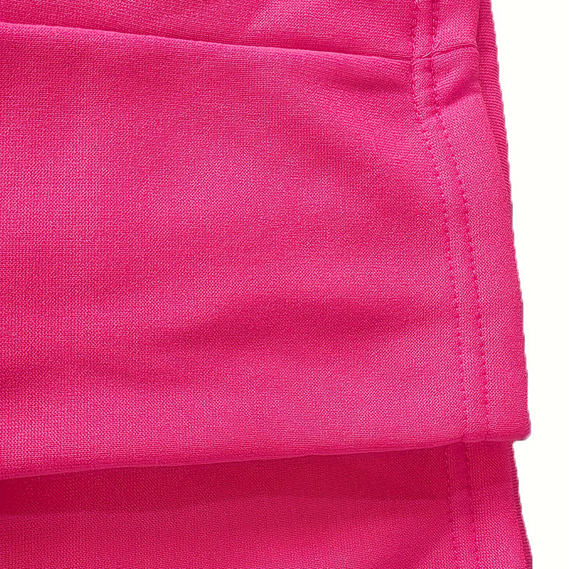 Close-up of Ciao Cult Women’s Straight-Leg Pants in rose red, highlighting bottom cuff hem detail.