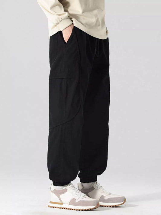 Men's Full Size Drawstring Loose Fit Joggers in MILITARY GREEN (Size M)