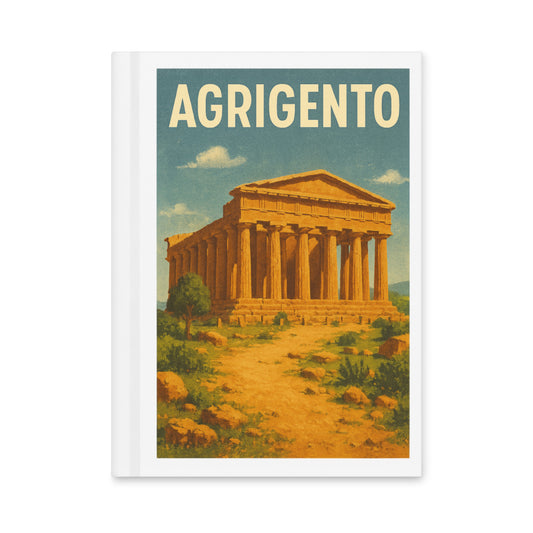 Hardcover journal with matte finish featuring vintage-style illustration of Agrigento's Temple of Concordia. - Ciao Cult - Default Title