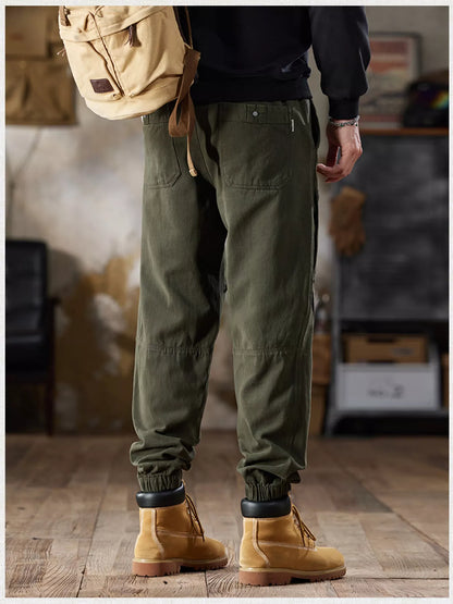 Men's Full Size Casual Drawstring Cargo Joggers Plus Size in KHAKI (Size 2XL)