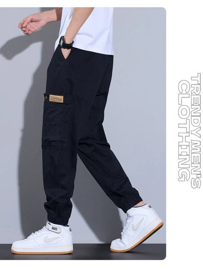 Men's Plus Size Casual Cargo Pants in BLACK (Size L)