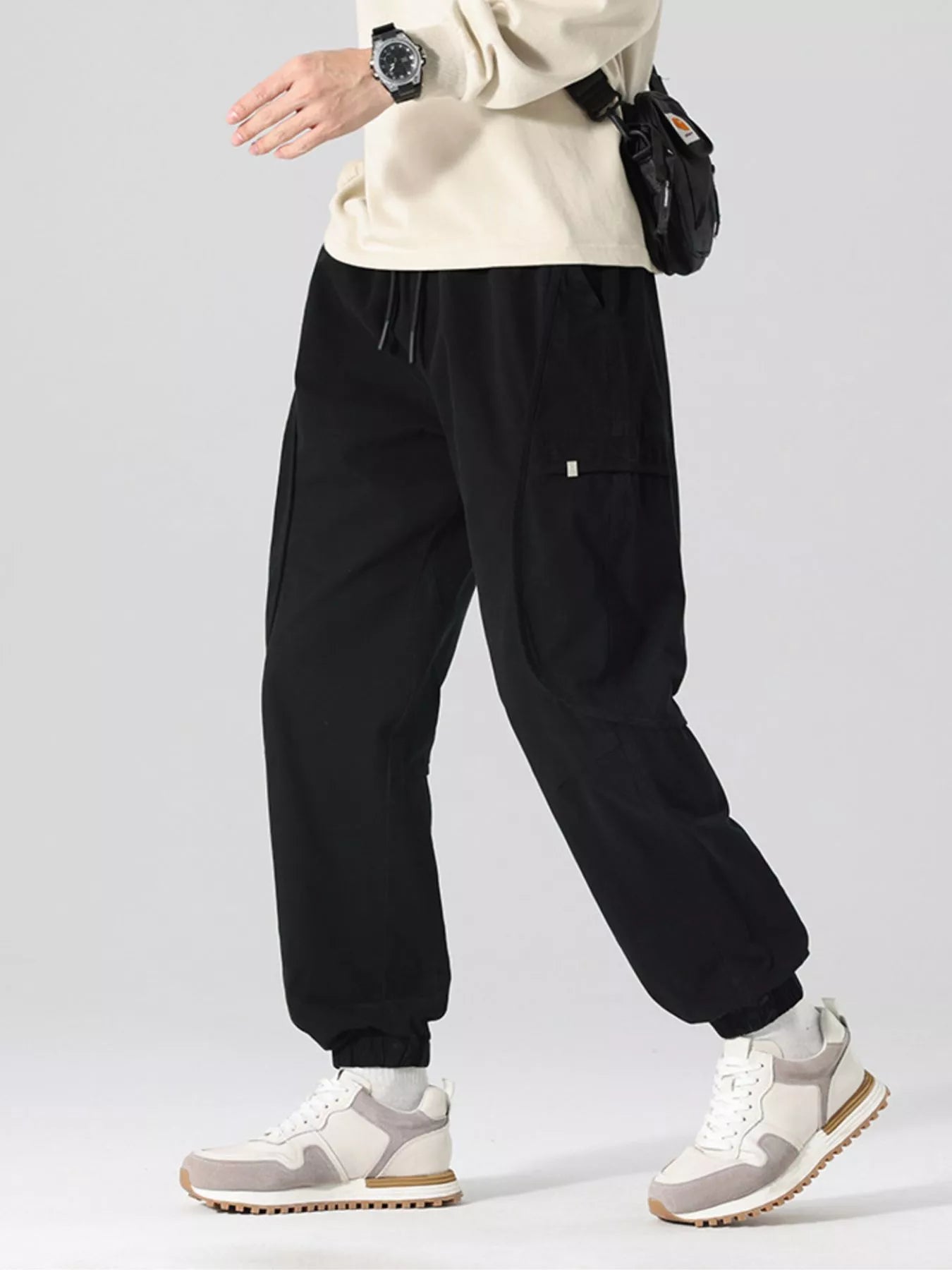 Men's Full Size Drawstring Loose Fit Joggers in MILITARY GREEN (Size XL)