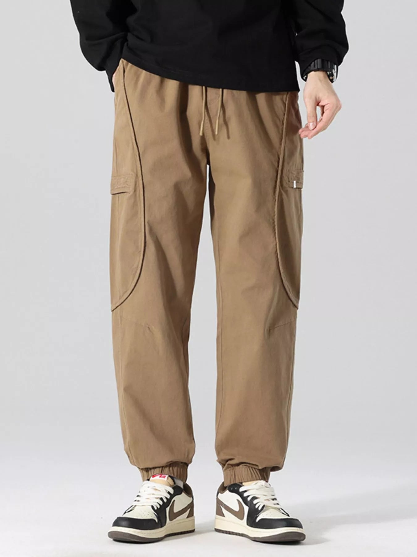 Men's Full Size Drawstring Loose Fit Joggers in MILITARY GREEN (Size 3XL)