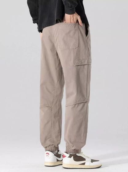 Men's Full Size Drawstring Loose Fit Joggers in KHAKI (Size M)