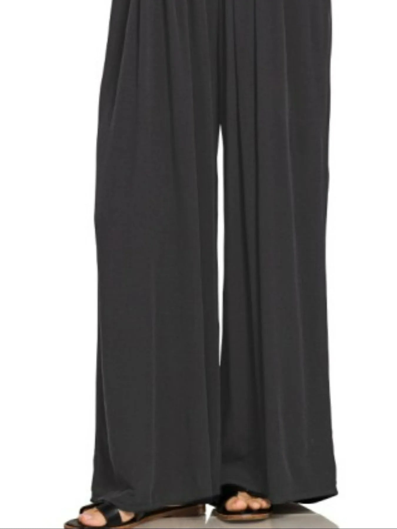 Zenana Woven Rayon Crepe Wide Leg Overalls in BLACK (Size M)