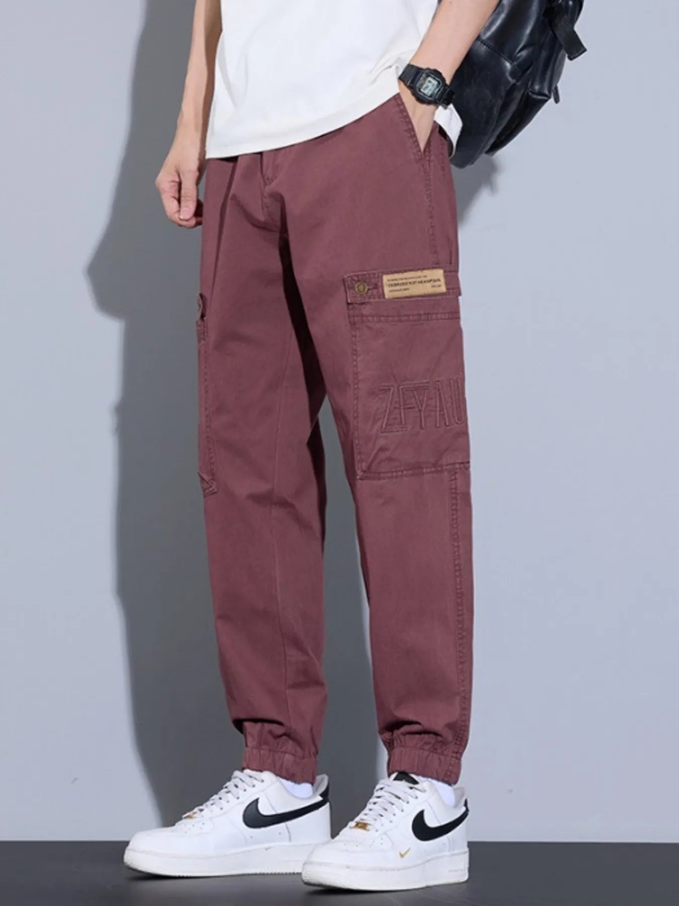 Men's Plus Size Casual Cargo Pants in BLACK (Size 4XL)