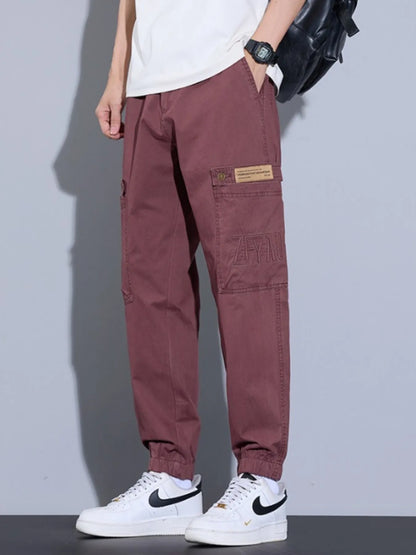 Men's Plus Size Casual Cargo Pants in BLACK (Size 4XL)