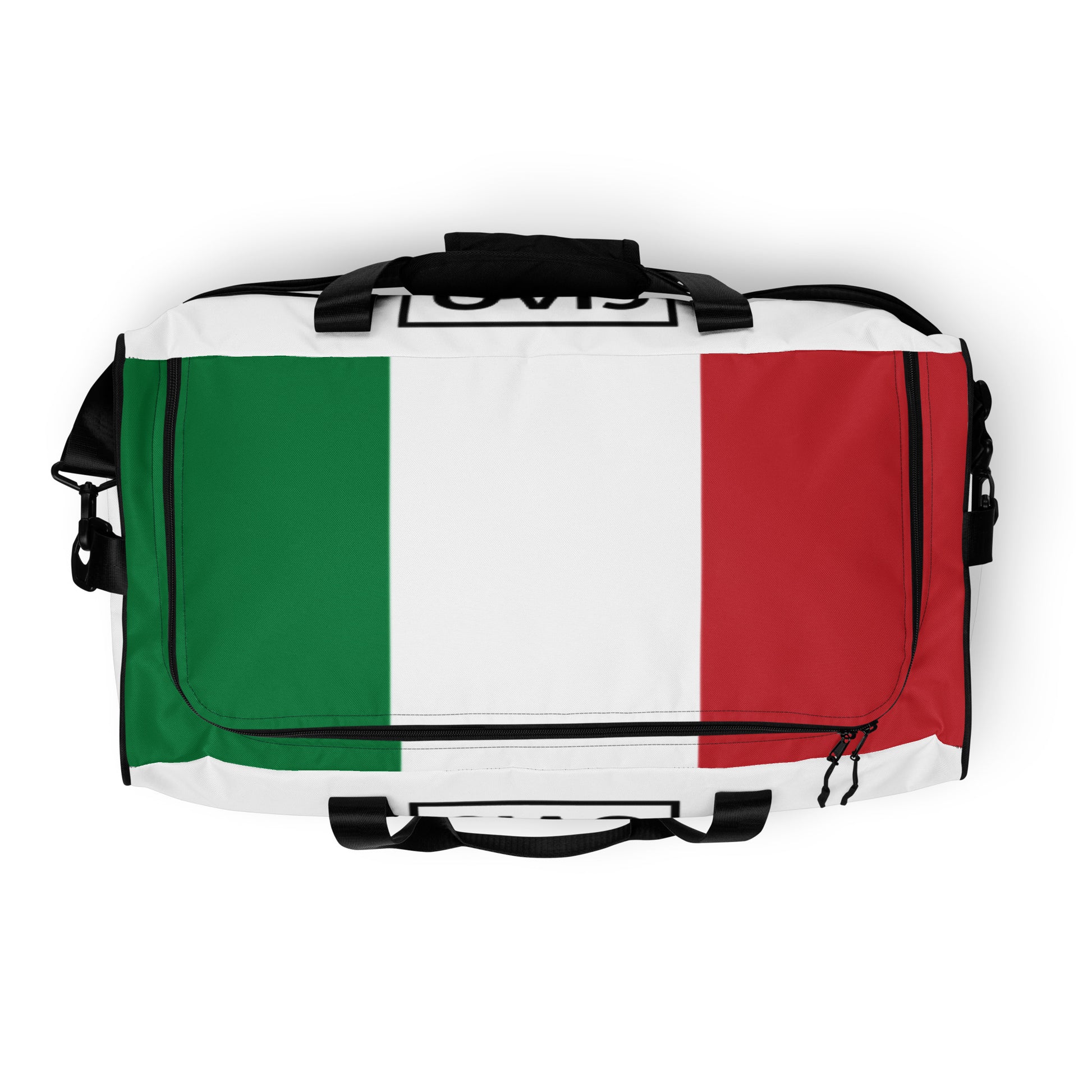 Italian flag colorblock duffle bag with black handles and adjustable shoulder strap. - Ciao Cult - Default Title