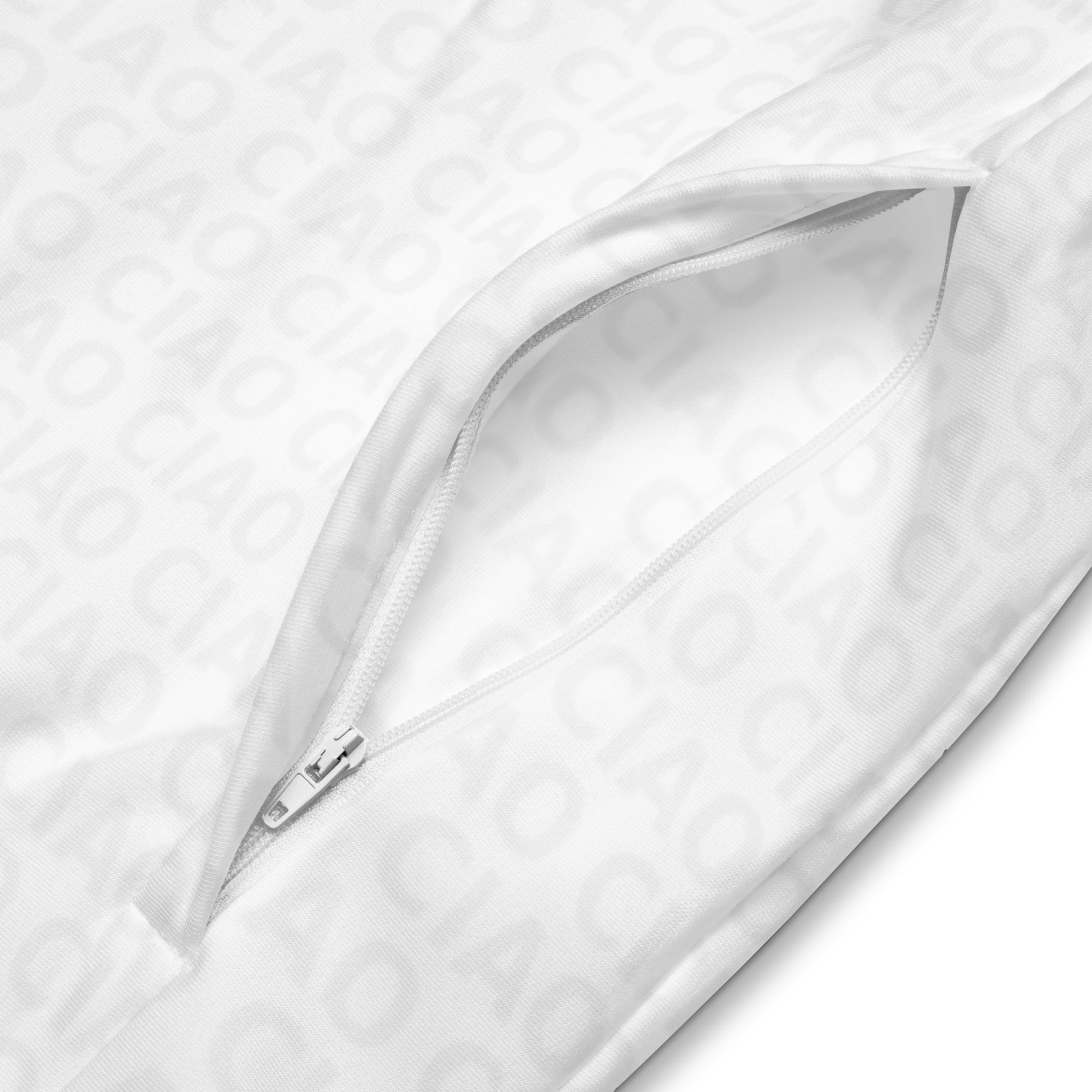 White track jacket with subtle tonal Ciao Cult logo pattern and front zipper closure. - Ciao Cult - 2XS