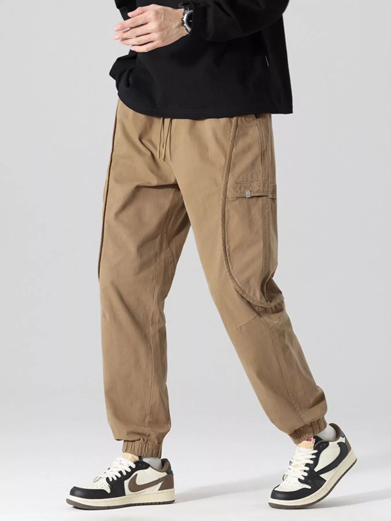 Men's Full Size Drawstring Loose Fit Joggers in MILITARY GREEN (Size 4XL)