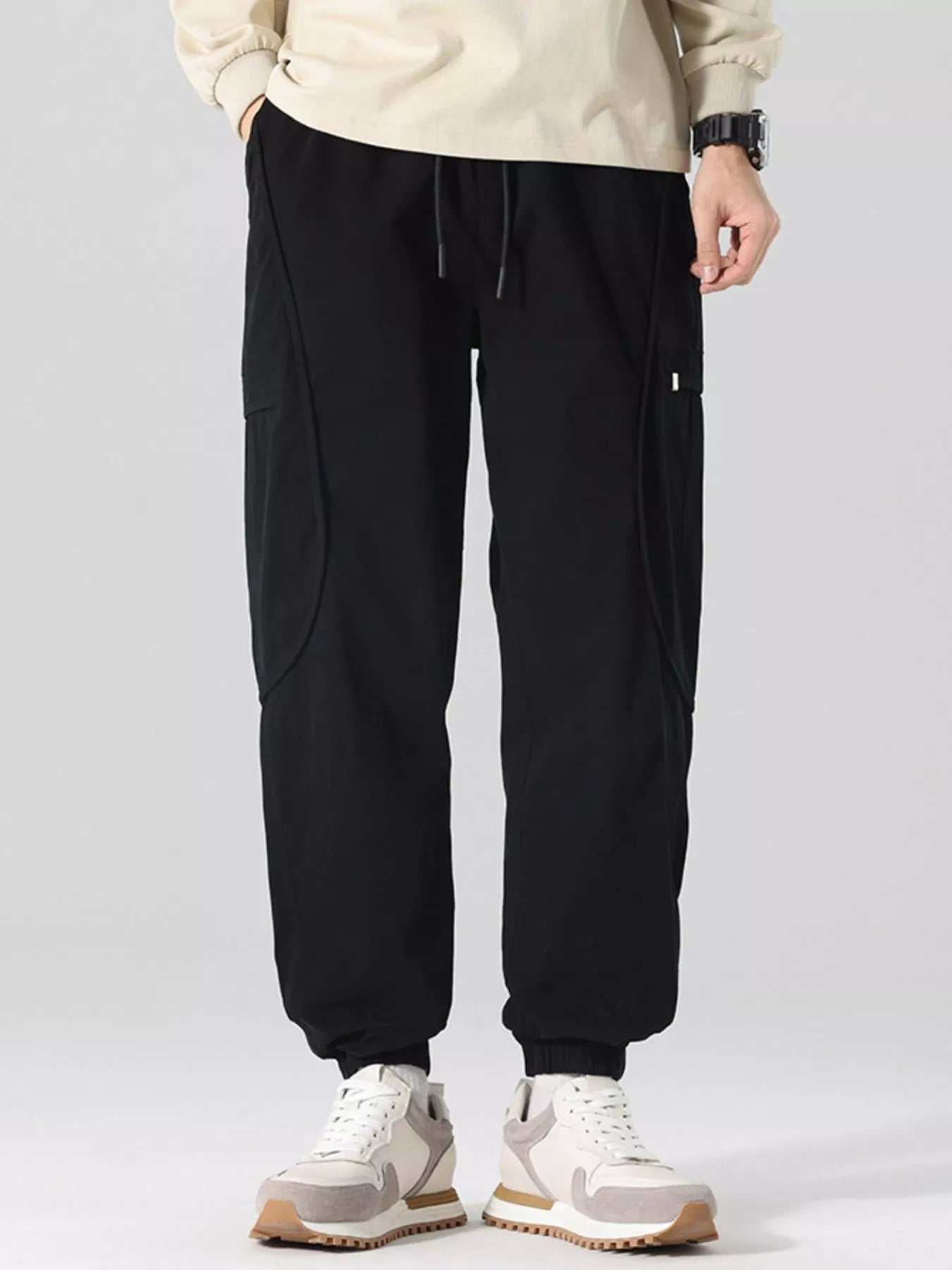 Men's Full Size Drawstring Loose Fit Joggers in MILITARY GREEN (Size S)