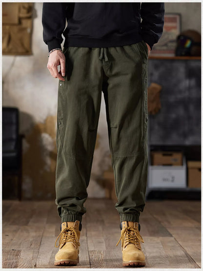 Men's Full Size Casual Drawstring Cargo Joggers Plus Size in KHAKI (Size L)