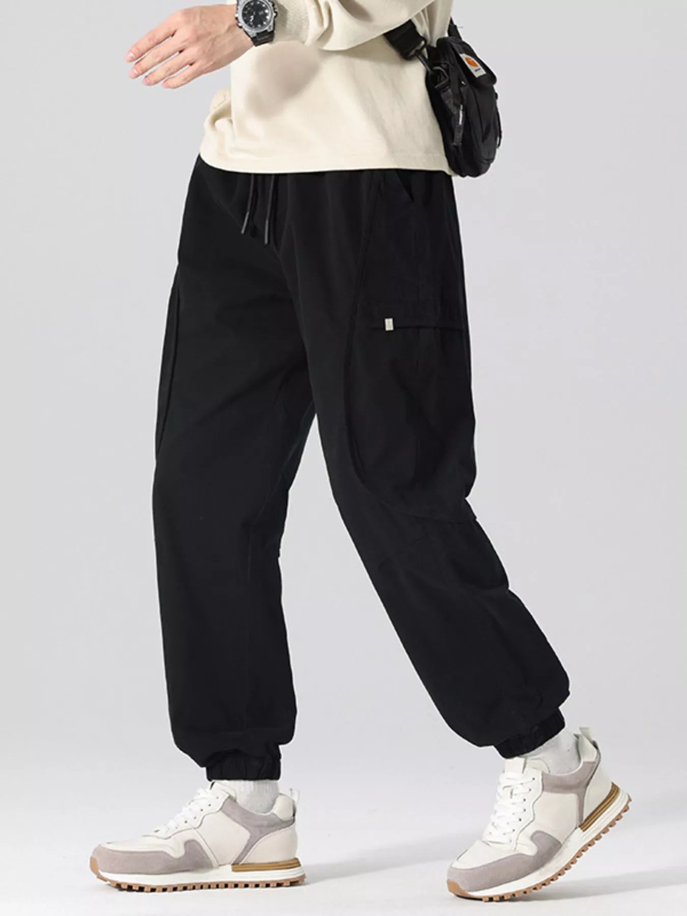 Men's Full Size Drawstring Loose Fit Joggers in MILITARY GREEN (Size L)