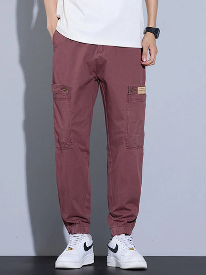 Men's Plus Size Casual Cargo Pants in BLACK (Size 3XL)