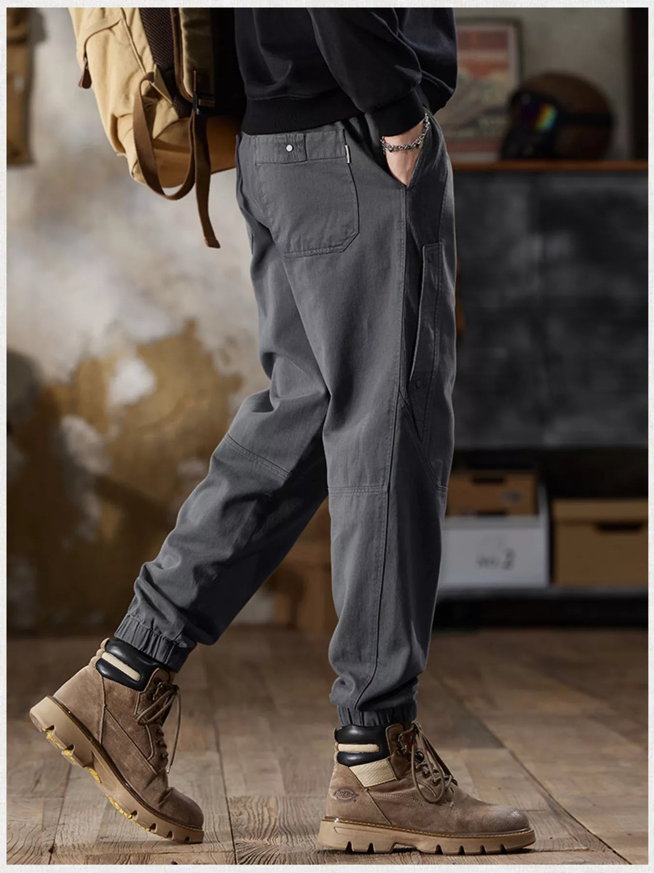 Men's Full Size Casual Drawstring Cargo Joggers Plus Size in MILITARY GREEN (Size 2XL)