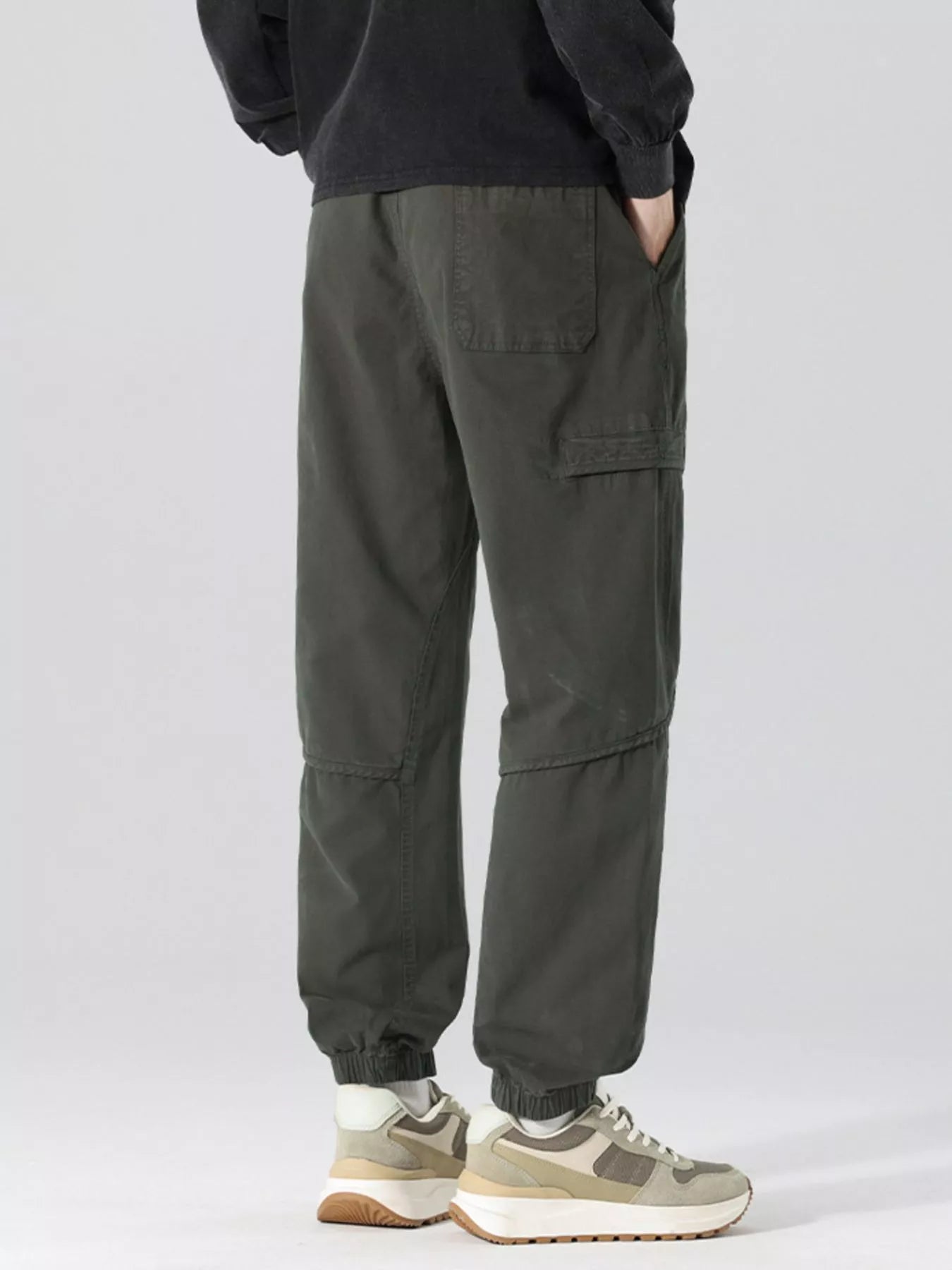 Men's Full Size Drawstring Loose Fit Joggers in KHAKI (Size 3XL)