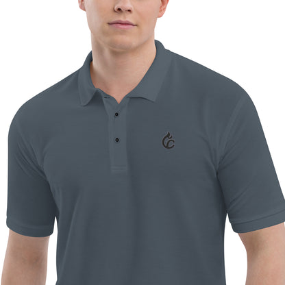 Men’s steel grey polo shirt with embroidered black logo and classic collar. - Ciao Cult - Black / S