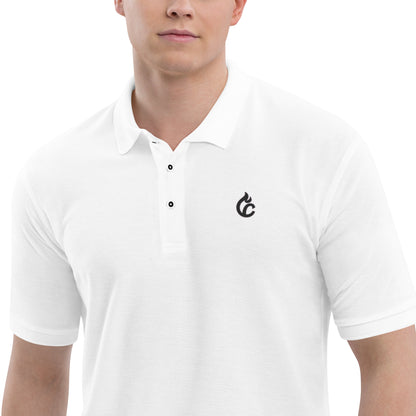 White pique polo shirt with black embroidered Ciao Cult logo on chest and three-button placket. - Ciao Cult - Black / S