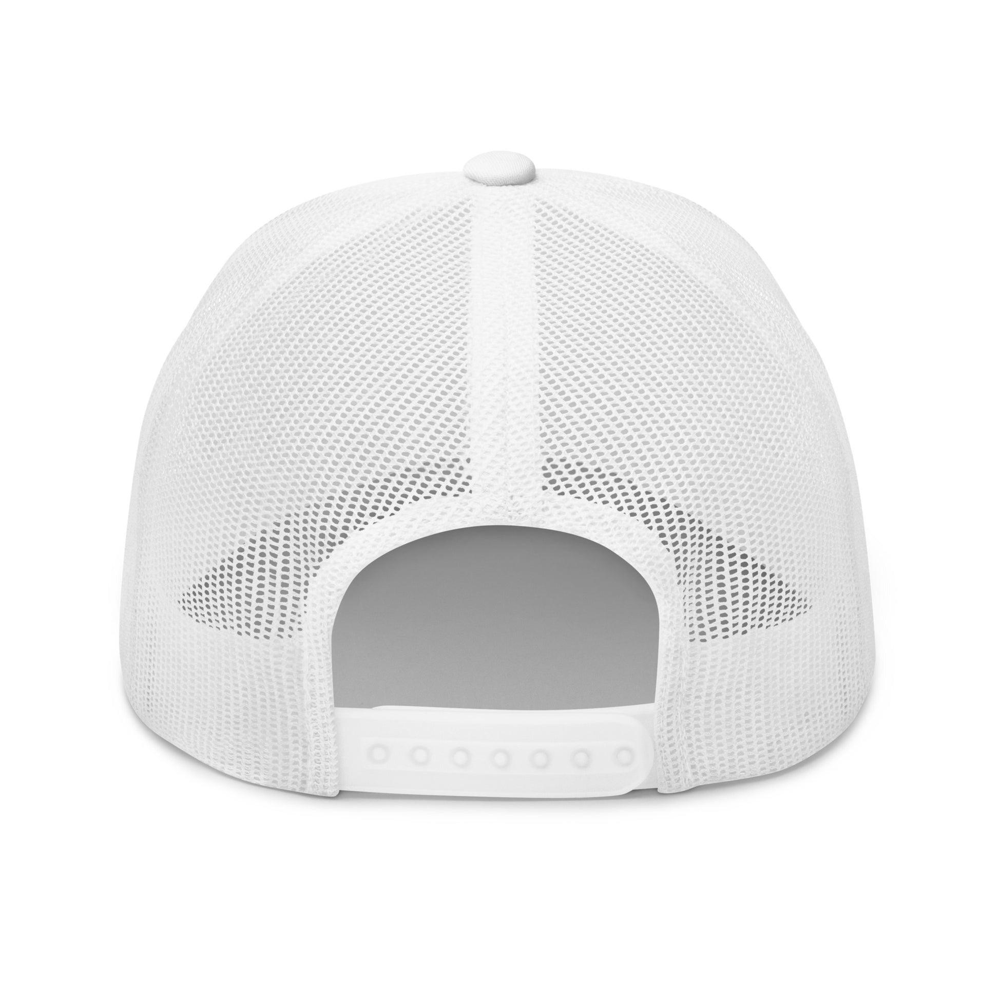 White trucker cap with mesh back and adjustable snap closure in a streetwear style. - Ciao Cult - Default Title