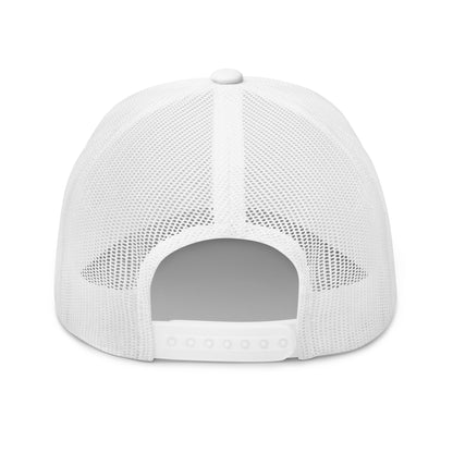 White trucker cap with mesh back and adjustable snap closure in a streetwear style. - Ciao Cult - Default Title